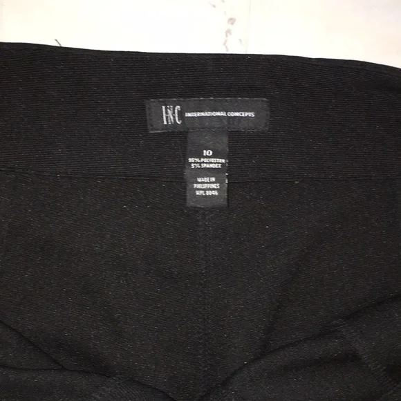 INC INTERNATIONAL CONCEPTS NWT BLACK RIBBED STRETCH FLARE LEG TROUSERS size 10